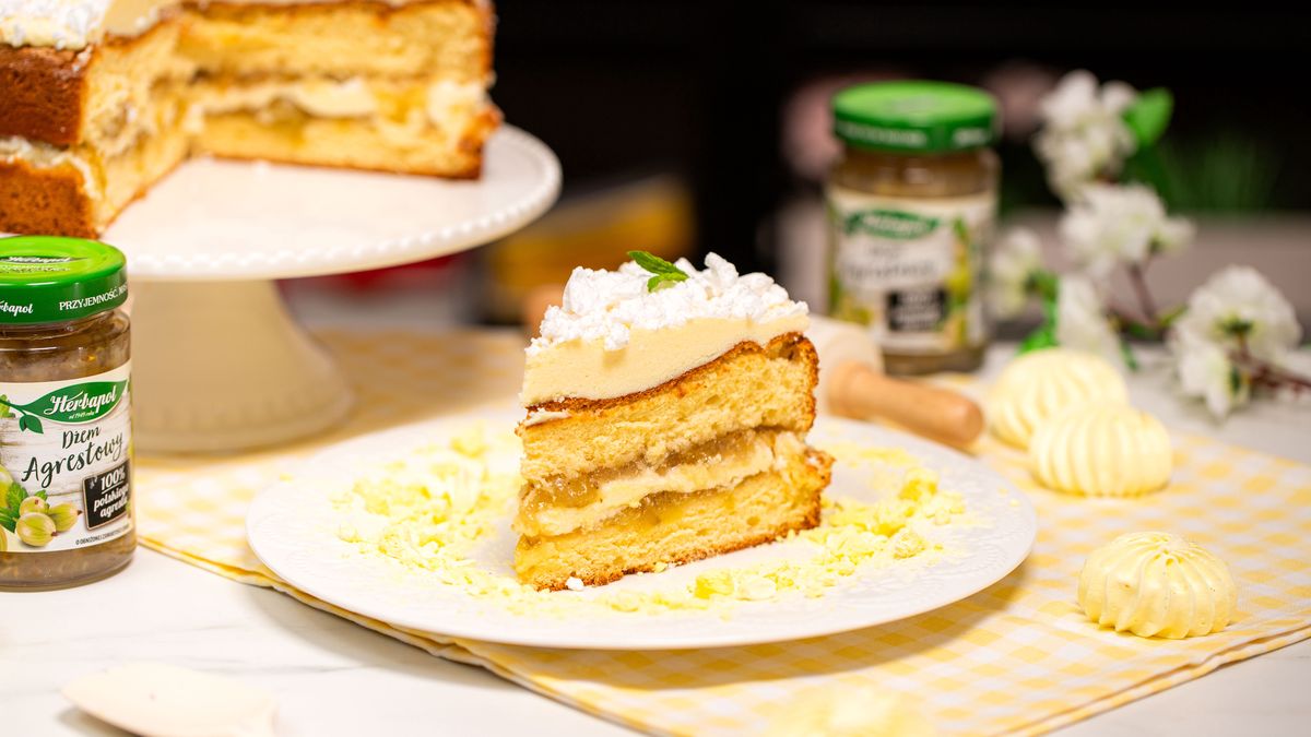 Tort cytrynowy z dżemem agrestowym
