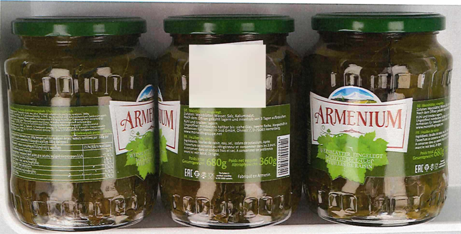 Wycofana partia marynowanych liści winogron