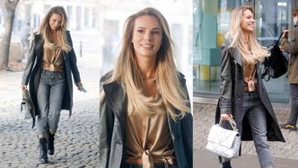 Wystrojona Izabela Janachowska z torebką Chanel za 30 tysięcy flirtuje z obiektywami pod studiem "Dzień Dobry TVN" (ZDJĘCIA)