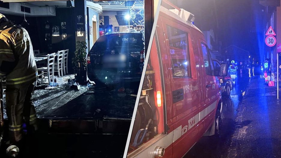 Wypadek w Austrii, samochód wjechał w witrynę restauracji