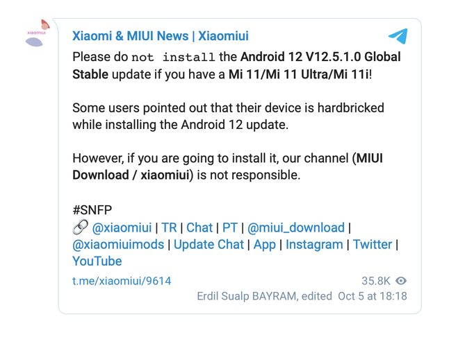 Informacja Xiaomi