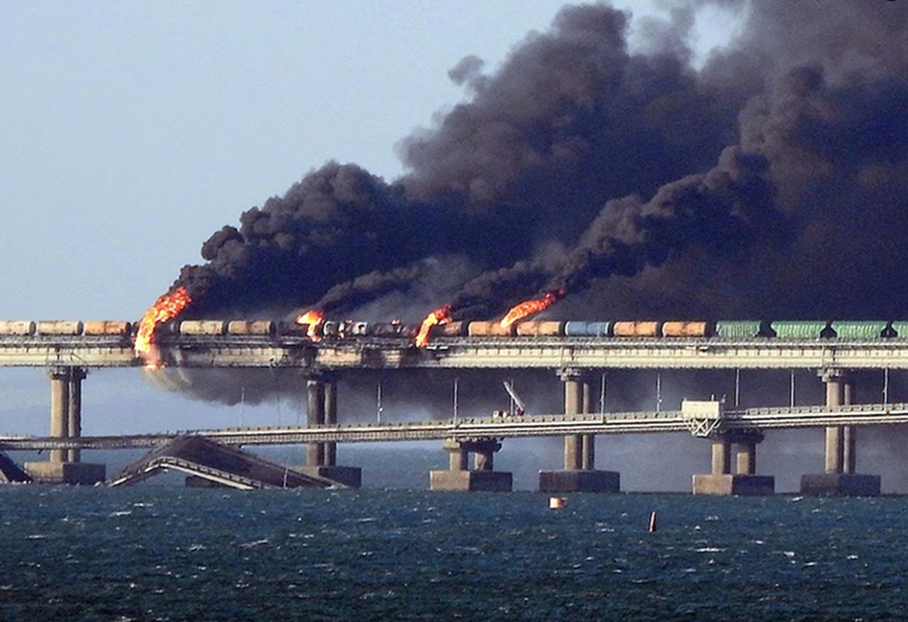 The Crimean Bridge is continuously being shelled by Ukrainians.