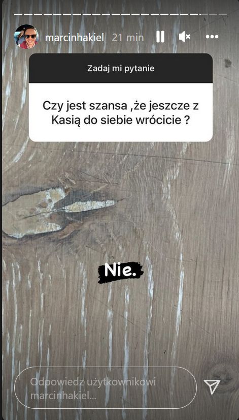 Marcin Hakiel odpowiada na pytania na InstaStory 