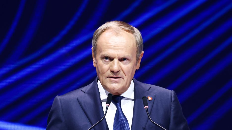 Donald Tusk, Prime Minister of Poland speaks during the 16th European Economic Congress at the International Congress Centre in Katowice, Poland on May 07, 2024. (Photo by Beata Zawrzel/NurPhoto via Getty Images)
