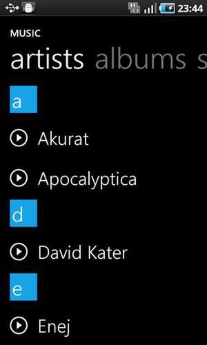 Odtwarzacz dla Androida w stylu WP7 4