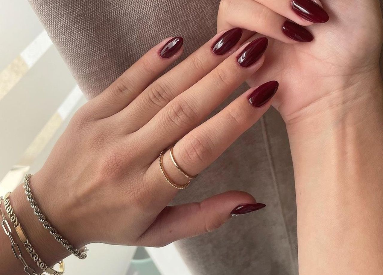 "Cherry mocha nails" are a hit for fall and winter 2023.