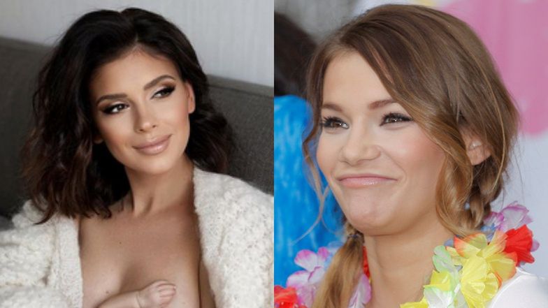 Klaudia Halejcio w pełnym makijażu podczas karmienia piersią