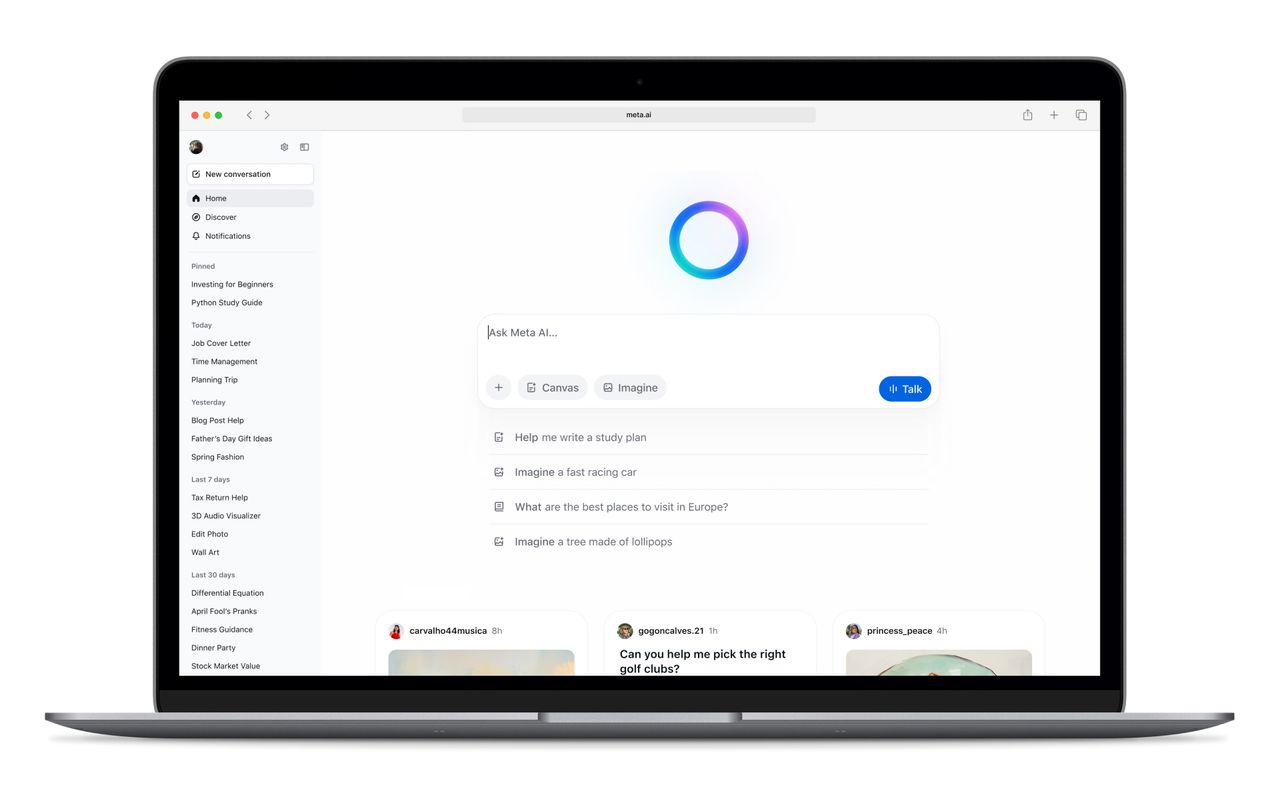 Desktopowa wersja Meta AI