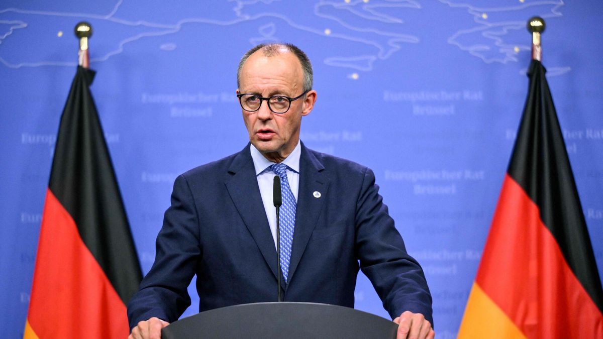 Temporary
Germany's Chancellor Friedrich Merz speaks during a press conference as part of the European Council meeting gathering the 27 EU leaders to discuss Ukraine, European defence, recent developments in the Middle East, competitiveness, housing and migration, in Brussels, on October 23, 2025. (Photo by JOHN THYS / AFP)
JOHN THYS