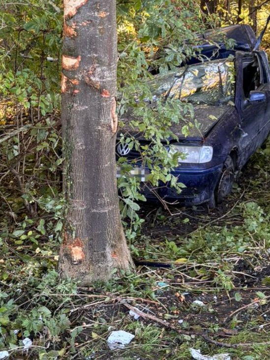Volkswagen dachował i uderzył w drzewo. 20-latka miała dużo szczęścia (zdjęcia)