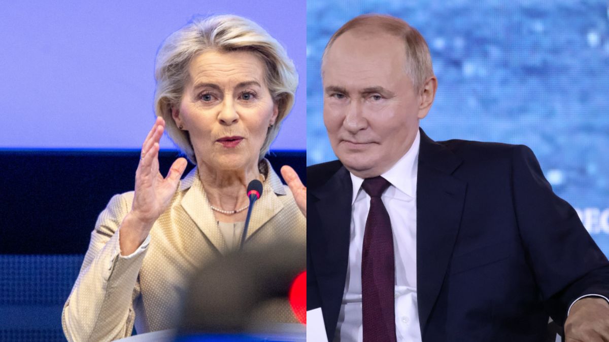 Na zdjęciu przewodnicząca KE Ursula von der Leyen i prezydent Rosji Władimir Putin
