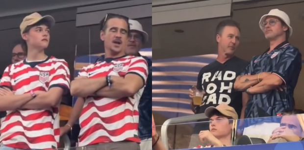 Colin Farrell i 16-letni Henry Tadeusz na meczu w Los Angeles. Kibicowali w towarzystwie Brada Pitta i Edwarda Nortona (WIDEO)