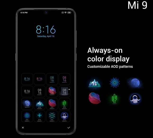 Xiaomi Mi 9 z opcją personalizacji trybu Always on Display