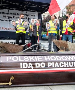 Protest rolników. Taczka z obornikiem w biurze poselskim Antoniego Macierewicza