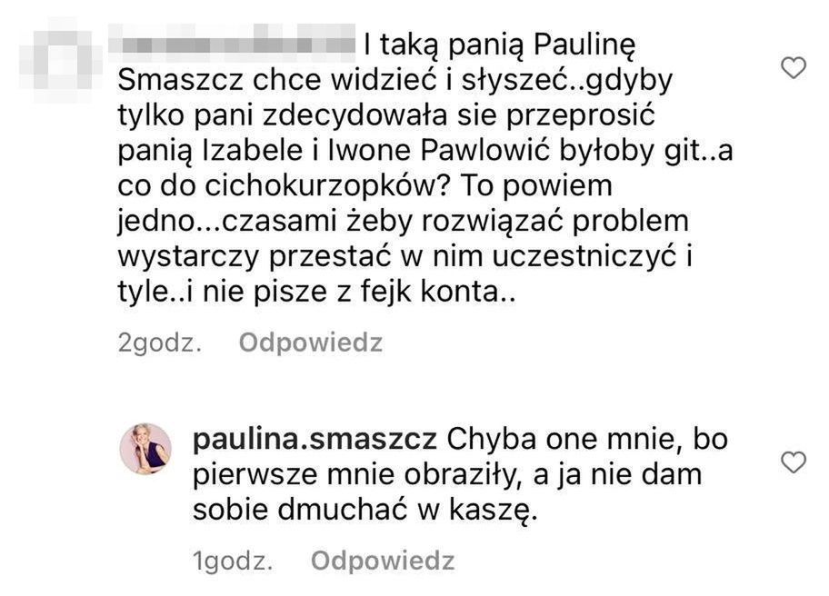 Komentarze pod postem Pauliny Smaszcz