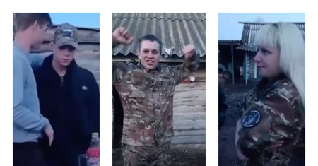 "Siła Rosji". Poborowy żegna się z bliskimi przed pójściem na front