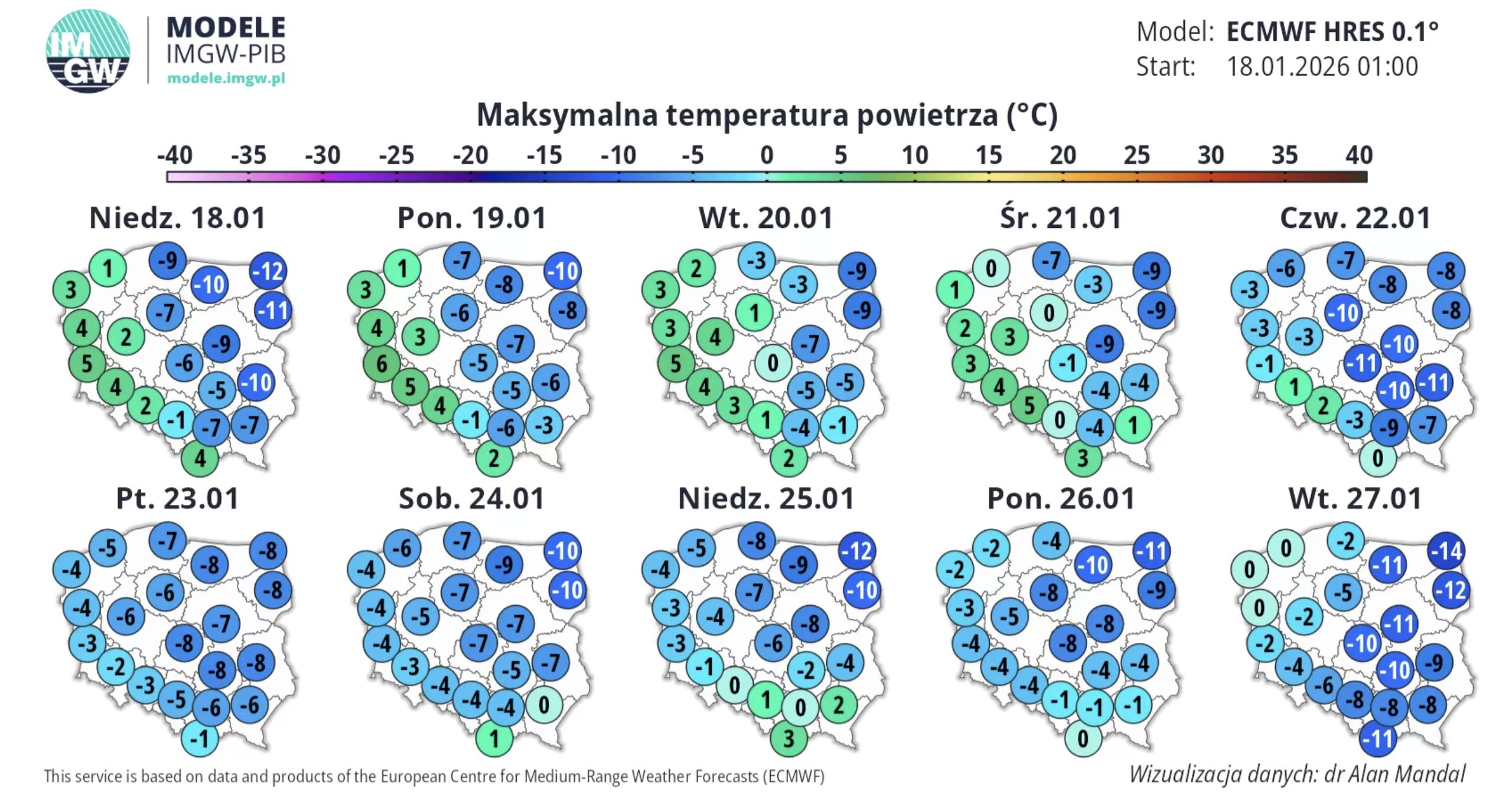 Fioletowa plama na mapie. Nadciąga mróz, jakiego nie było