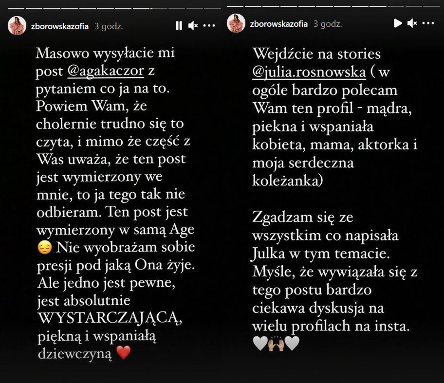 Zofia Zborowska o wpisie Agnieszki Kaczorowskiej