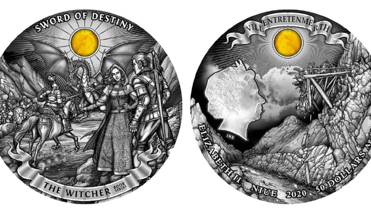 Srebrna moneta z Wiedźminem