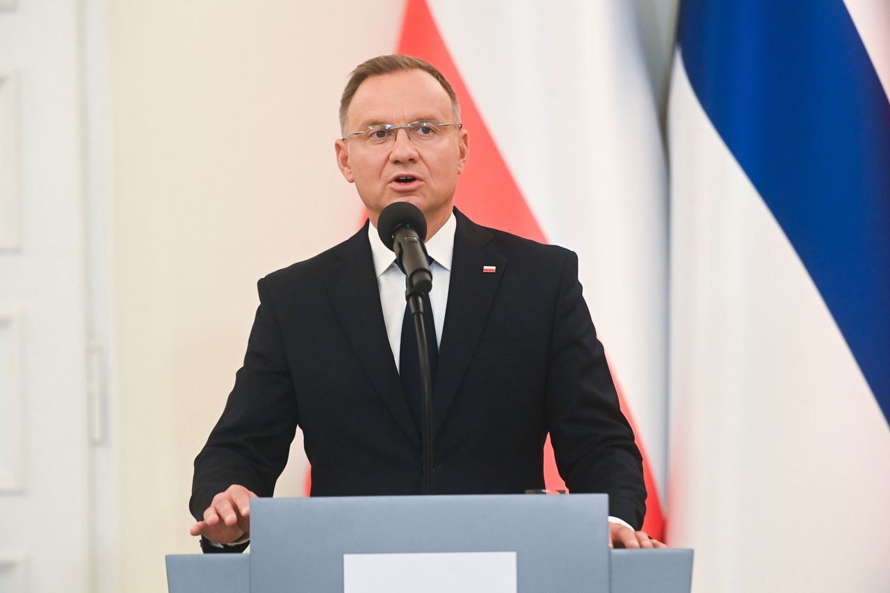 Andrzej Duda podczas konferencji prasowej po spotkaniu z prezydentem Finlandii 