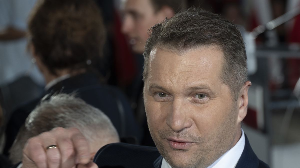 Minister of Education Przemyslaw Czarnek is seen ahead of a Law and Justice party campaign rally in Sandomierz, Poland on 13 October, 2023. (Photo by Jaap Arriens/NurPhoto via Getty Images)