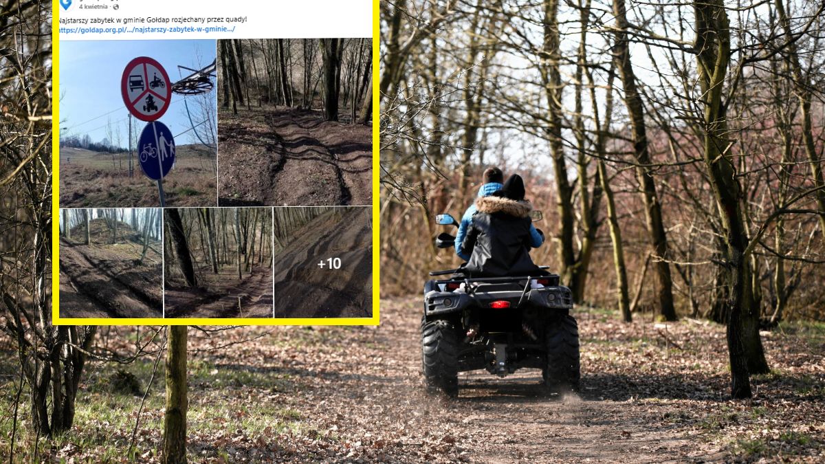 Zabytek rozjechany przez quady; zdj. poglądowe