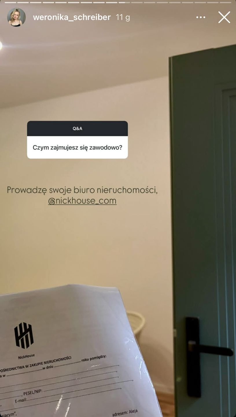 Weronika Schreiber odpowiedziała na pytanie o wykonywany zawód