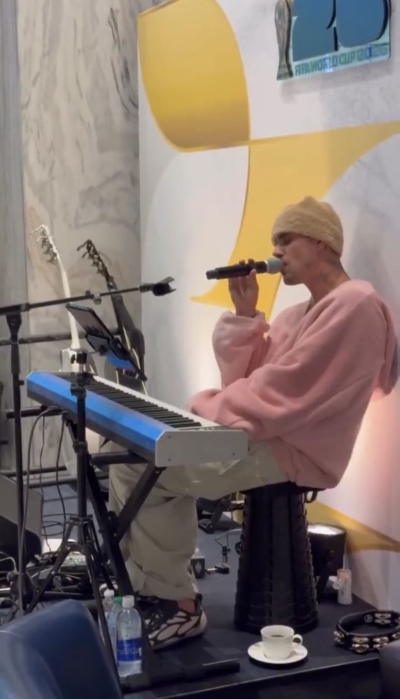 Justin Bieber na meczu 