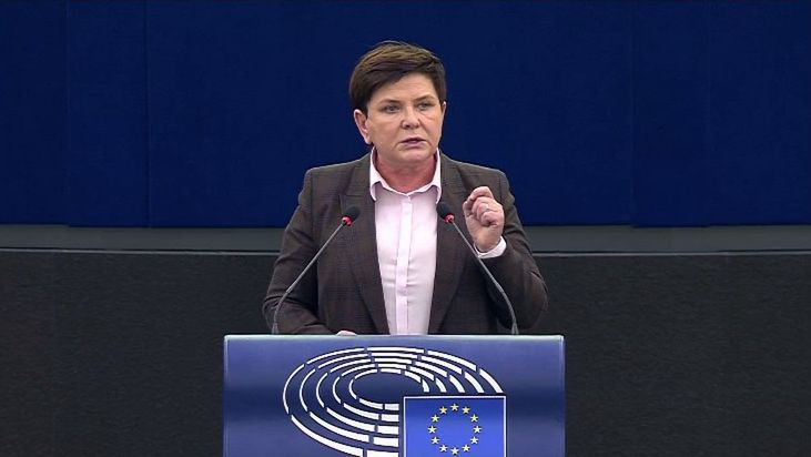 Beata Szydło na debacie plenarnej w PE ws. wyroku TSUE/ screenshot