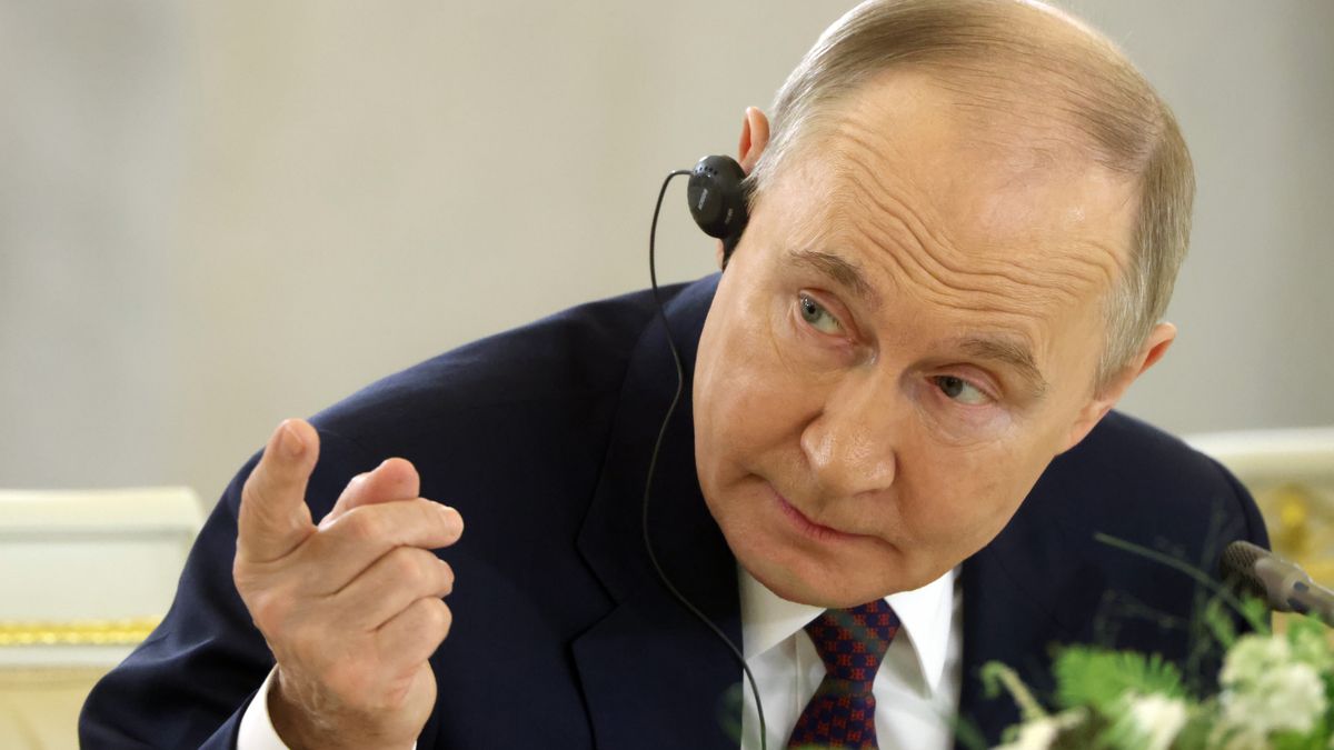 MOSCOW, RUSSIA - MAY 8:  (RUSSIA OUT) Russian President Vladimir Putin gestures during a Russian-Chinese meeting at the Grand Kremlin Palace, May 8, 2025 in Moscow, Russia. President Putin welcomed Chinese Leader Xi Jinping in Moscow for a four-day visit centred around Russia's 'Victory Day' celebrations, commemorating the end of the World War II. The trip marks Xi's eleventh trip to Russia since becoming president.  (Photo by Contributor/Getty Images)