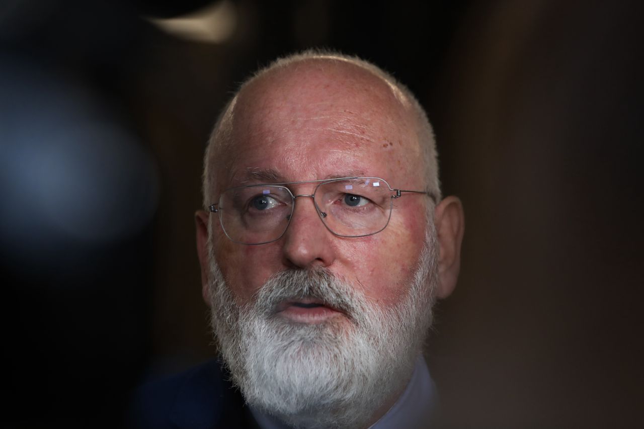 THE HAGUE, NETHERLANDS - NOVEMBER 29: The head of GroenLinks-PvdA, Frans Timmermans, speaks to press after an interview in The Hague, Netherlands on November 29, 2023. (Photo by Farouk Batiche/Anadolu via Getty Images)