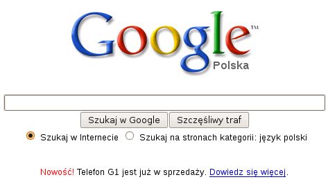 Strona główna Google a reklamy 1