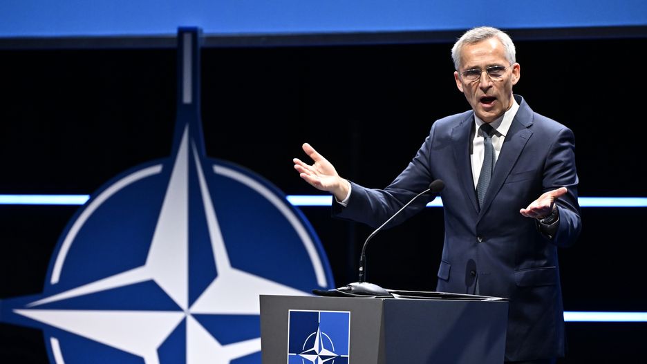 NATO Industry Forum in Stockholm
epa10937609 NATO Secretary General Jens Stoltenberg delivers a speech at the NATO-Industry Forum in Stockholm, Sweden, 25 October 2023. The North Atlantic Treaty Organization (NATO) is the organizer of the conference while Sweden hosts it. Stoltenberg is expected to speak on the need to address the new security and strategic reality, NATO said in a press release.  EPA/Jonas Ekstroemer SWEDEN OUT 
Dostawca: PAP/EPA.
Jonas Ekstroemer