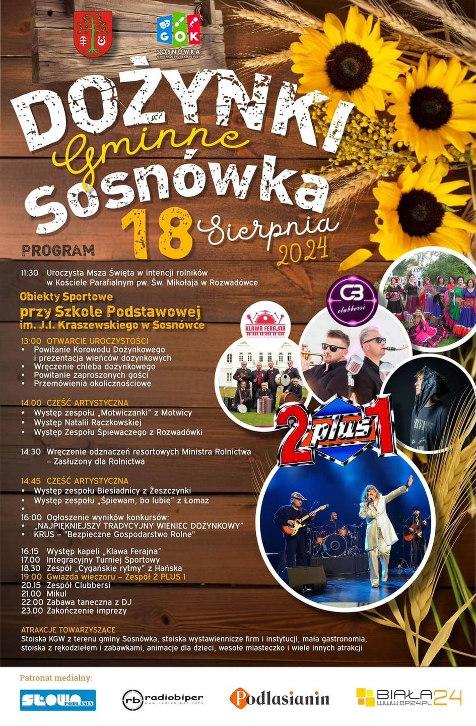 Dożynki w Sosnówce 2024 - plakat, program wydarzenia