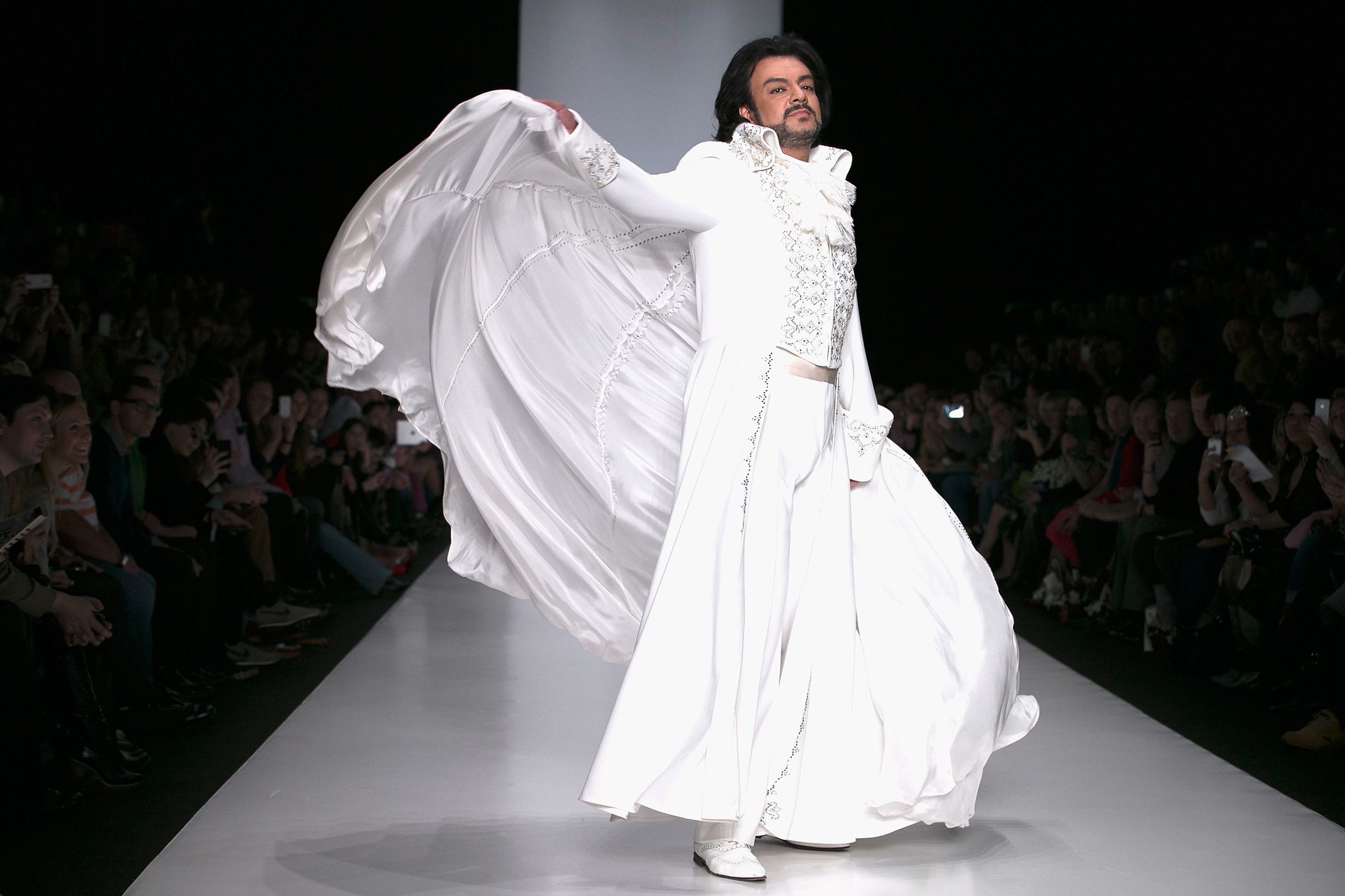 Elena Souproun - Runway - MBFWR F/W 2013MOSCOW, RUSSIA - APRIL 01:  Singer Philipp Kirkorov on the runway at the Elena Souproun show during Mercedes-Benz Fashion Week Russia Fall/Winter 2013/2014 at Manege on April 1, 2013 in Moscow, Russia.  (Photo by Pascal Le Segretain/Getty Images for MBFW Russia)Pascal Le SegretainAutumn Collection, Autumn Winter Collection, Catwalk, Celebrities, Fashion, Stage, autumn