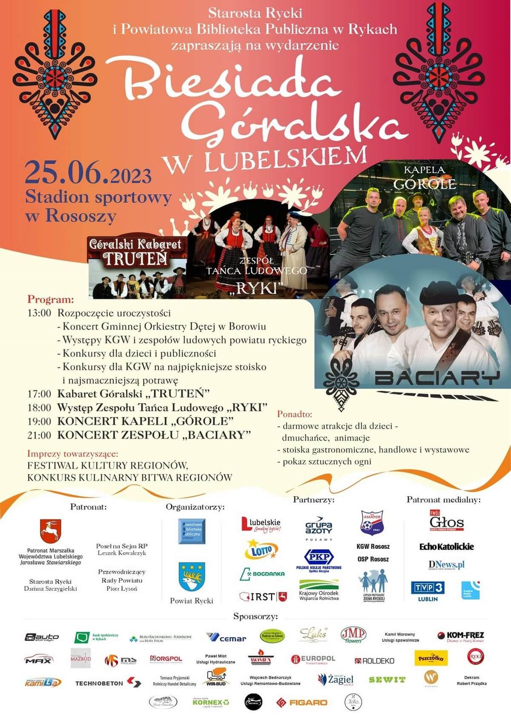 Biesiada Góralska w Rososzy 2023 - program wydarzenia, plakat