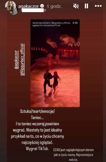 Wpis Agnieszki Kaczorowskiej na Instagramie
