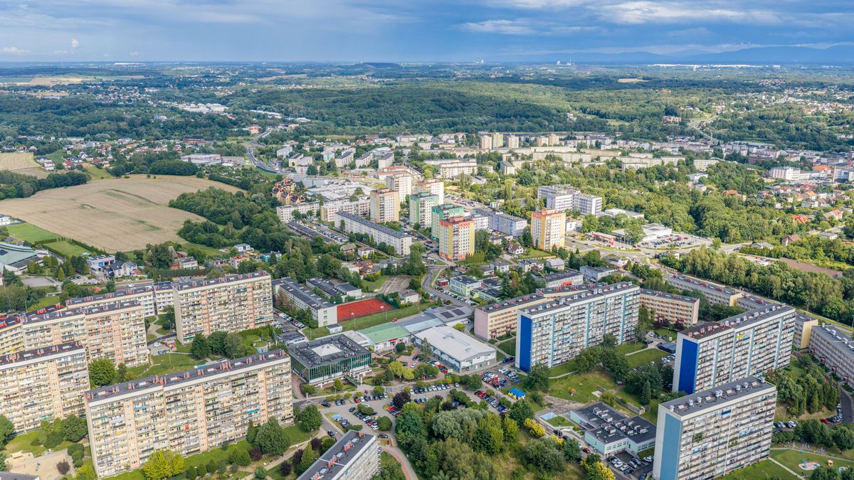 Fragment Jastrzębia-Zdroju z lotu ptaka