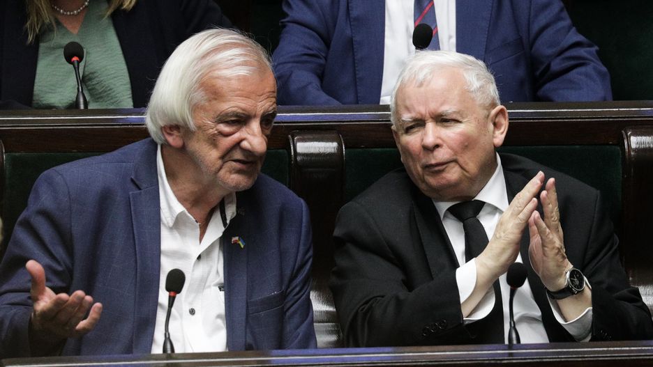 Ryszard Terlecki i Jarosław Kaczyński w Sejmie