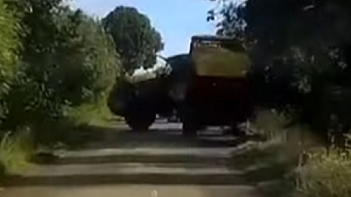 Ciągnik wywrócił się