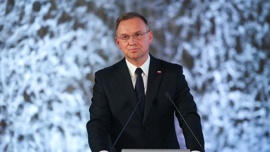 Wieliczka, 02.12.2024. Prezydent Rzeczypospolitej Polskiej Andrzej Duda podczas uroczystych obchodów Dnia Świętej Barbary na terenie Kopalnia Soli "Wieliczka", 2 bm. Barbórka czyli święto górników obchodzona jest co roku 4 grudnia. (sko) PAP/Łukasz Gągulski