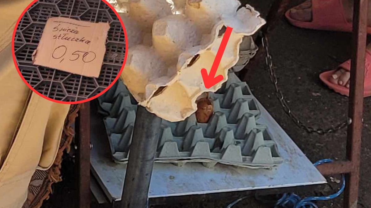 Uszkodzone jajka na targowisku w Warszawie.