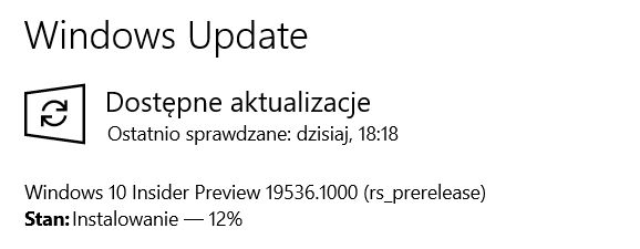 Windows 10 Build 19536 w Windows Update.