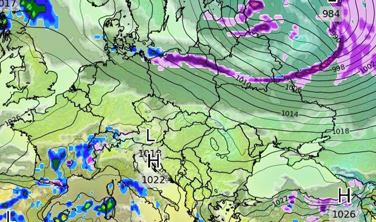 Pogoda. Arktyczny strumień zimna płynie do Polski (wxcharts.com)