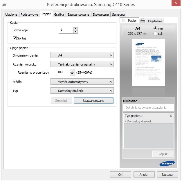 Samsung Xpress SL-C410W właściwości drukarki 3