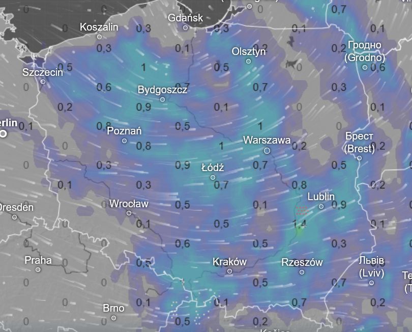 Opady w niedzielę. Na mapach nawet śnieg