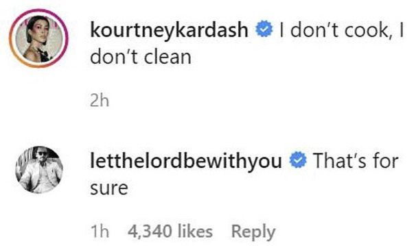 Kourtney i Scott wymieniają się komentarzami na Instagramie