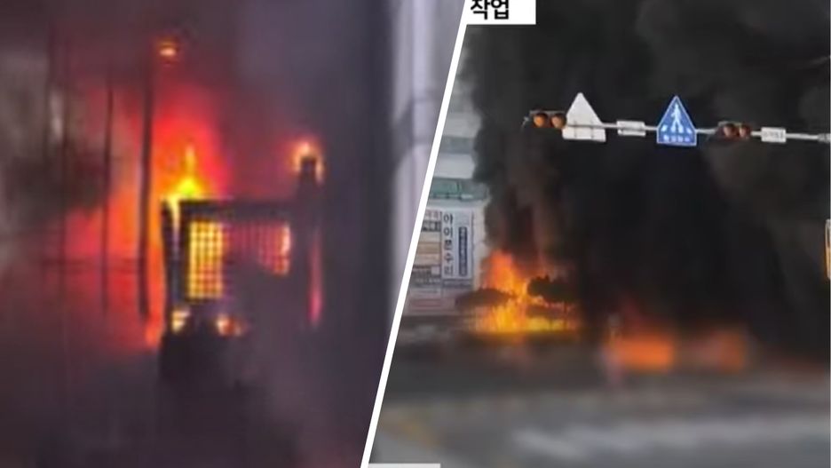 Duży pożar budynku w Korei Południowej