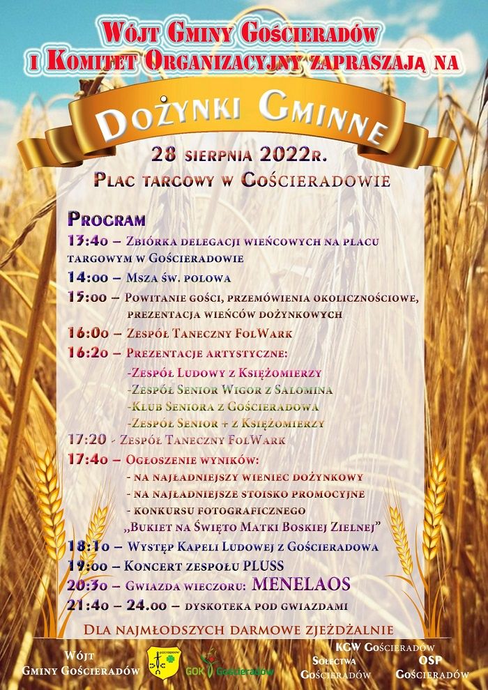 Dożynki Gminy Gościeradów 2022 – program