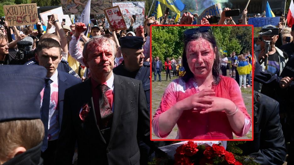 Zbryzgała czerwoną farbą ambasadora. "Grożą mi setki Rosjan" 
